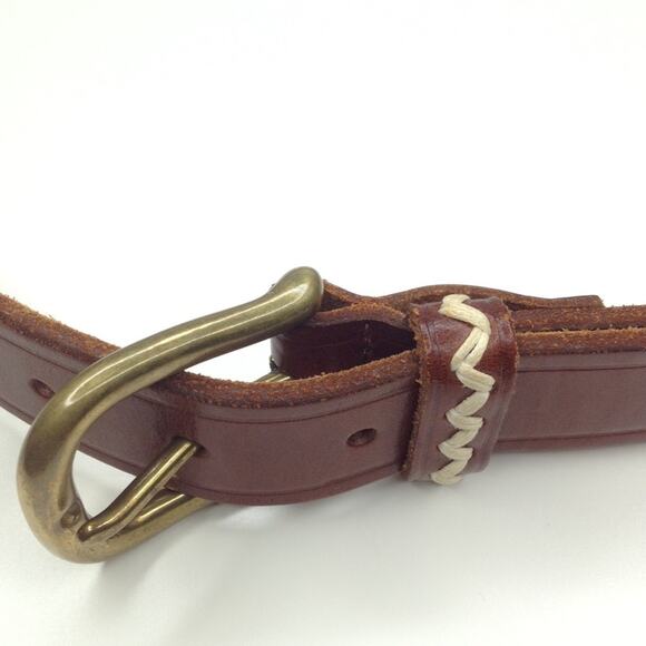 Vintage Leather Belt Western Cowboy Brown Stitching Equestrian Rodeo Size 38 - Picture 7 of 8